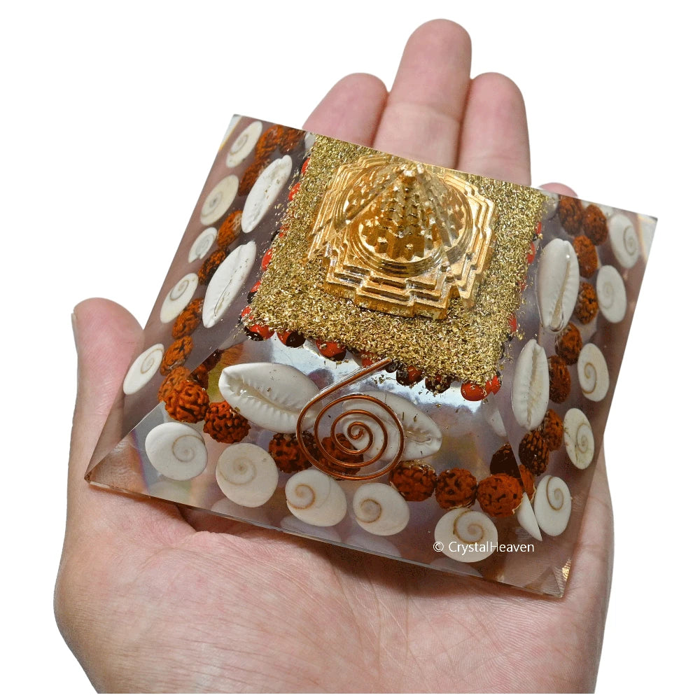 Shri Yantra Gomati Chakra Rudraksha Pyramid - Wealth Pyramid